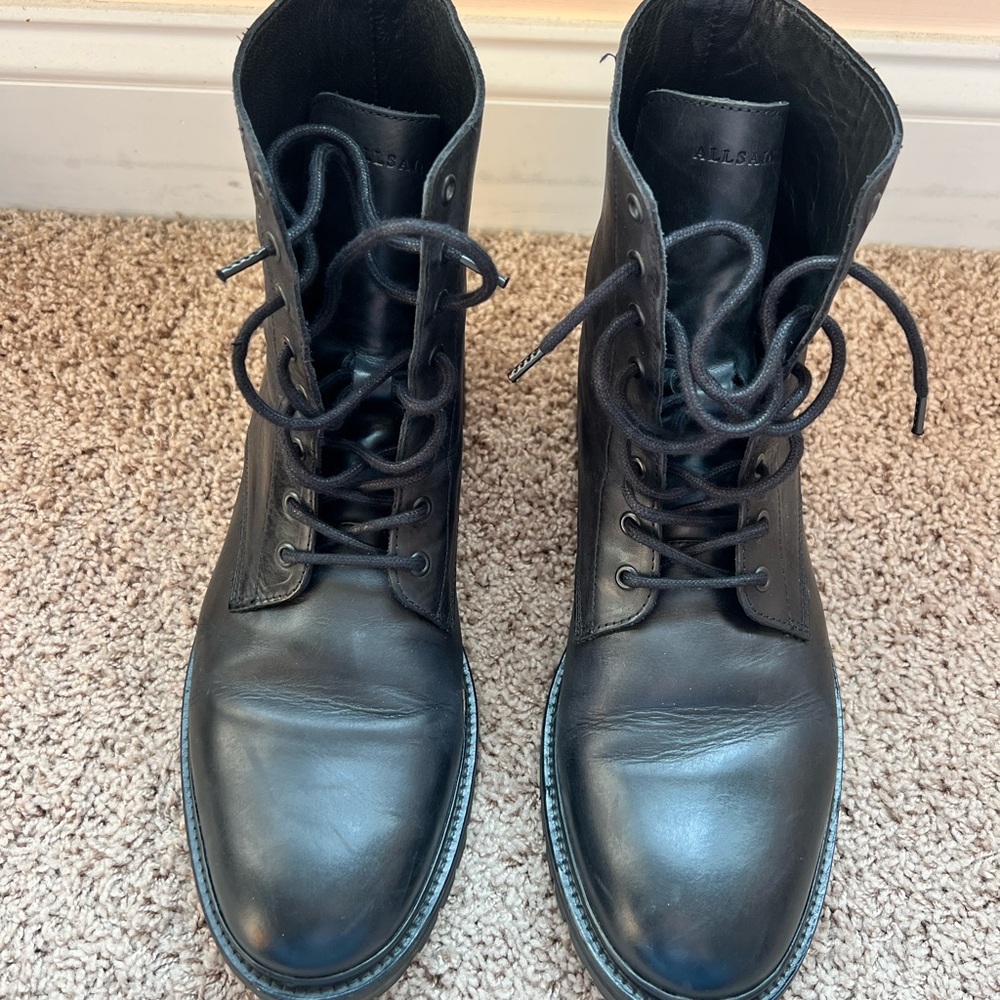 All Saints Black Leather Men's Boots